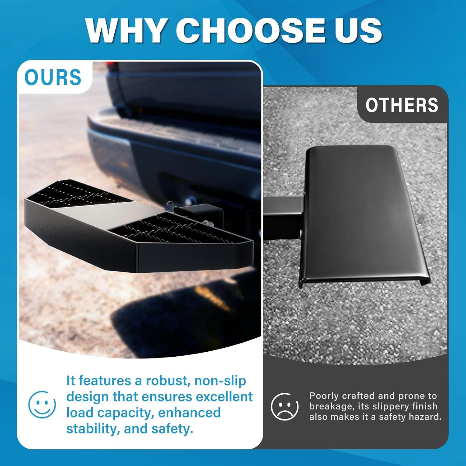 Tow Hitch Step for 2 Inch Receiver, Rear Bumper Guard(24"x11.81"), Anti Slip Trailer Hitch Step for Truck Pickup SUV with Hitch Pin & Clip, Bump Step for 500LBS Load Capacity - Image 3