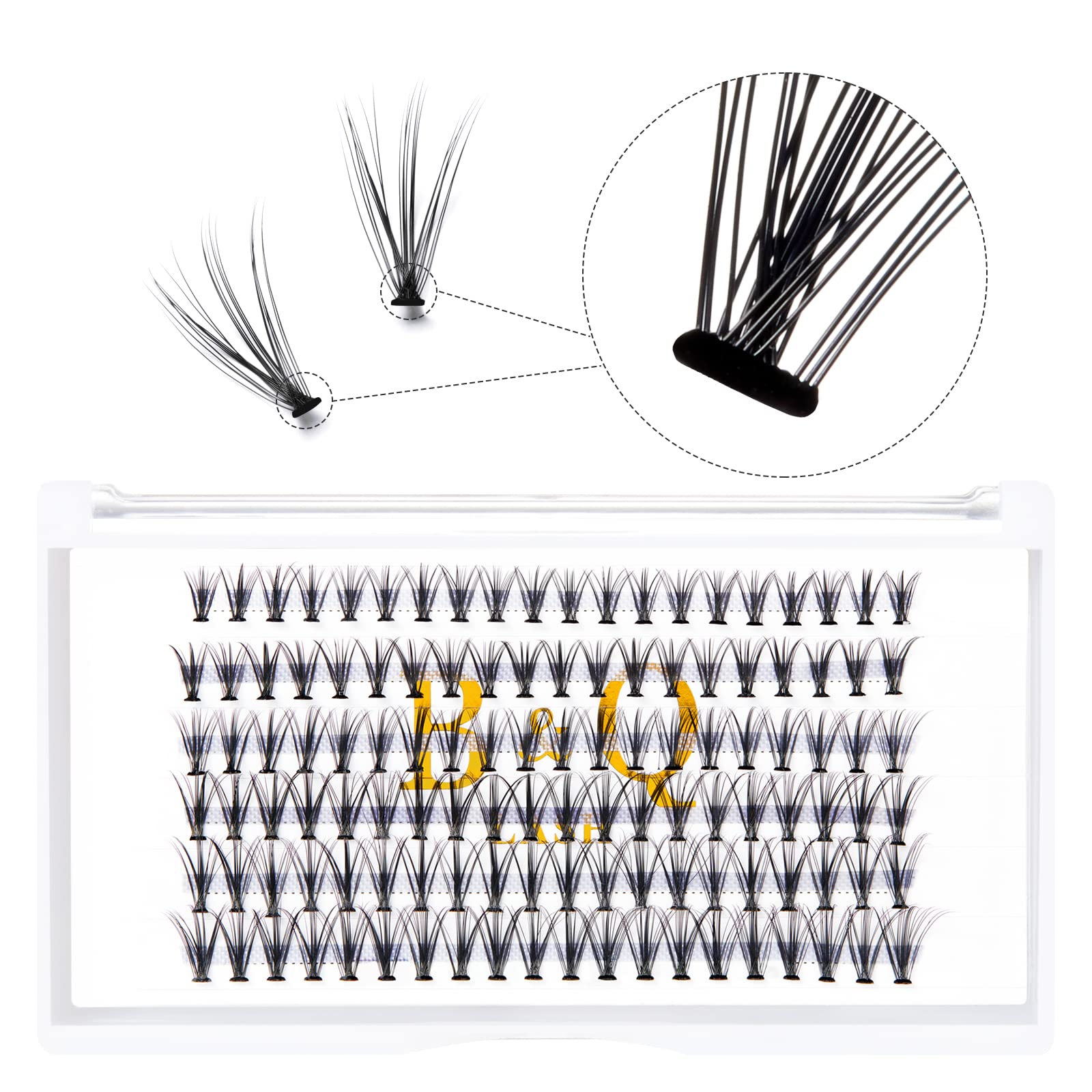 Individual Lashes 20D-0.07D-11mm 120 Pcs Cluster Lashes C D Curl B&Q LASH Individual Eyelashes 10D 20D Individual Cluster Lashes DIY Lash Extensions at Home (20D-D-0.07,11mm)