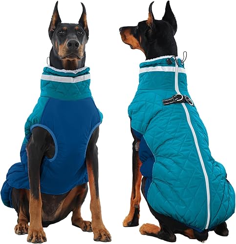 Miniatura 17 de Chaqueta de invierno para perro, acogedora y reflectante, impermeable, resistente al viento, cálida prenda para mascotas, cómoda ropa de forro polar