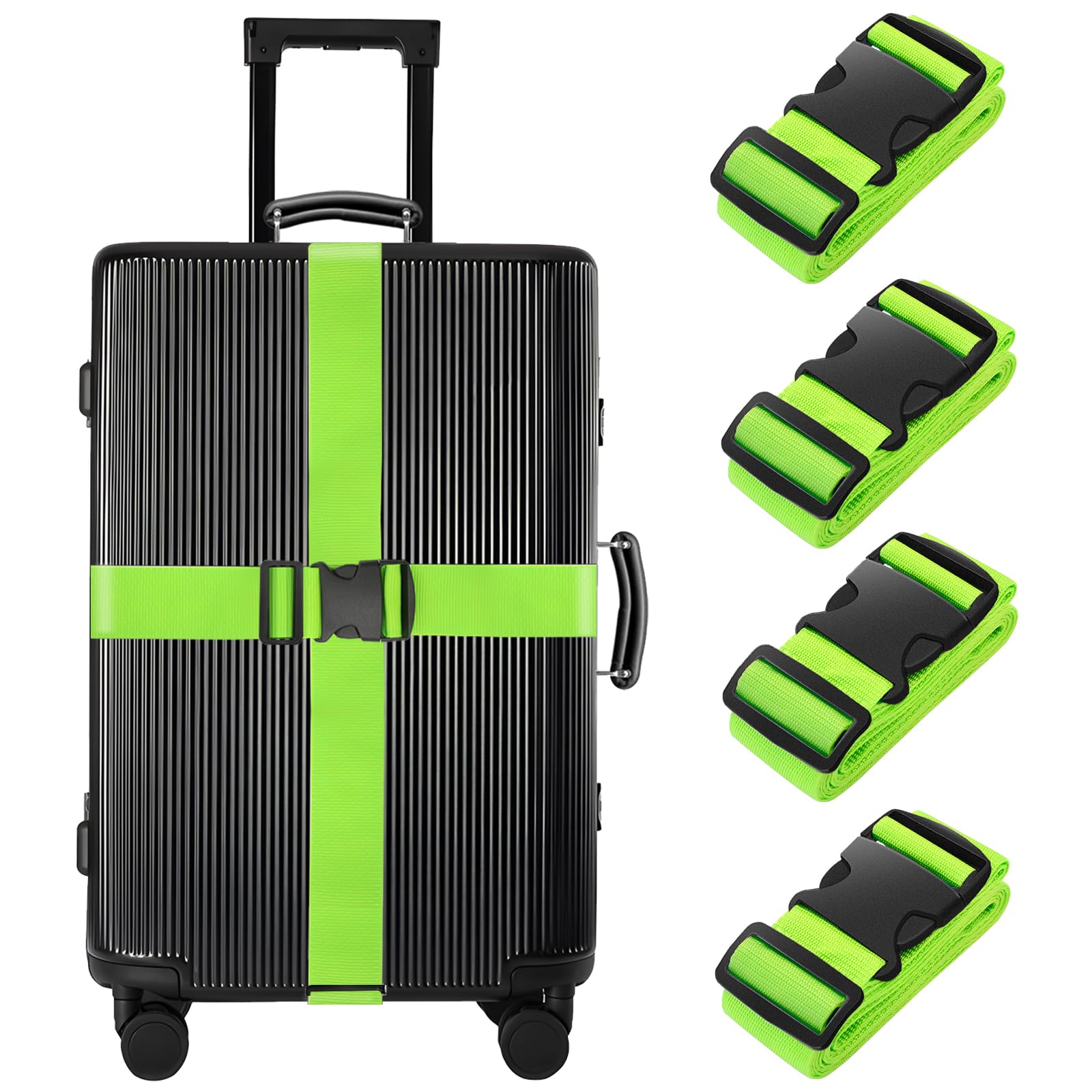 Correas de equipaje resistentes (F- 4 unidades, verde)