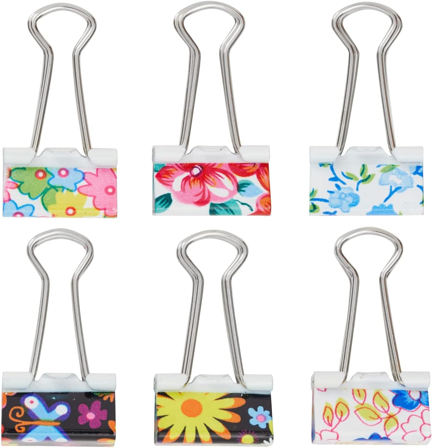 Small Floral Binder Clips -. Multicolor Iron - Se Grip for