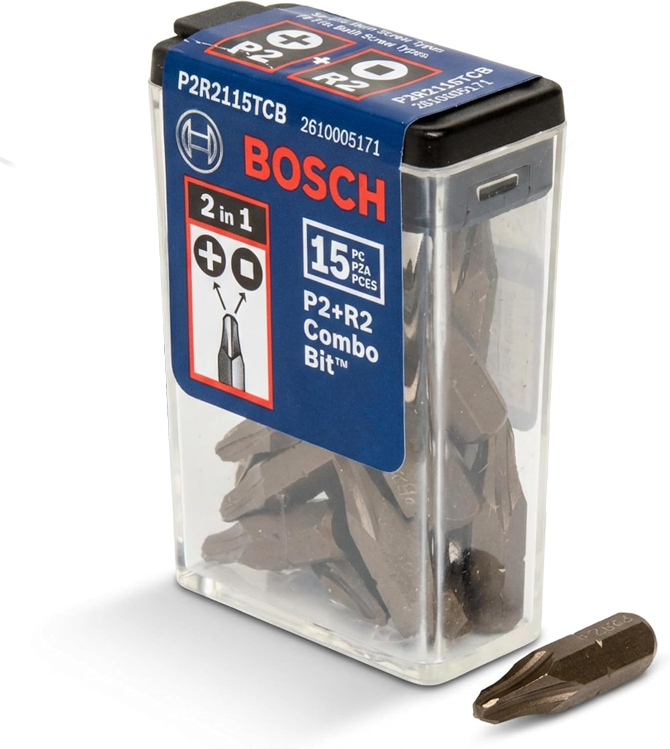 15 Pcs Bosch P2R2 Combo Bit - For Phillips, Square Drive And Combination Head Screws 1/4" Minimum Chuck Size Required Insert Screwdriver Drill Bit Set (Power Tool Accessories)