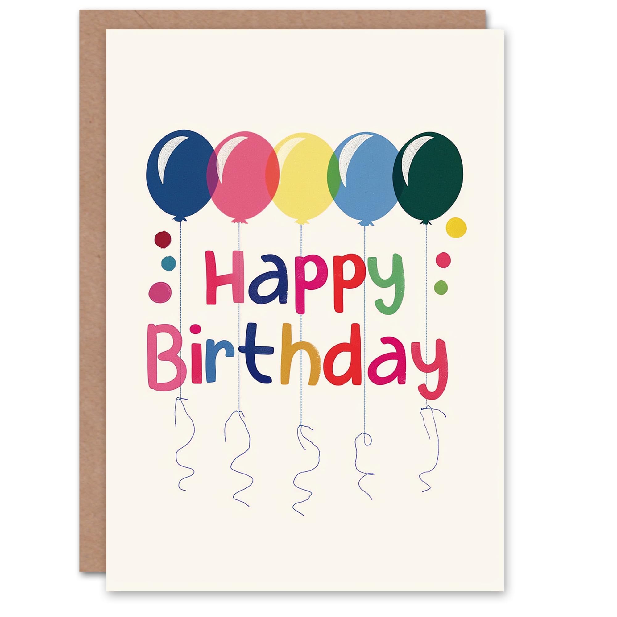 Artery8 Birthday Card Bright Colourful Balloons Rainbow Row For Her Gran Sister Niece Daughter Wife Woman Greeting Card