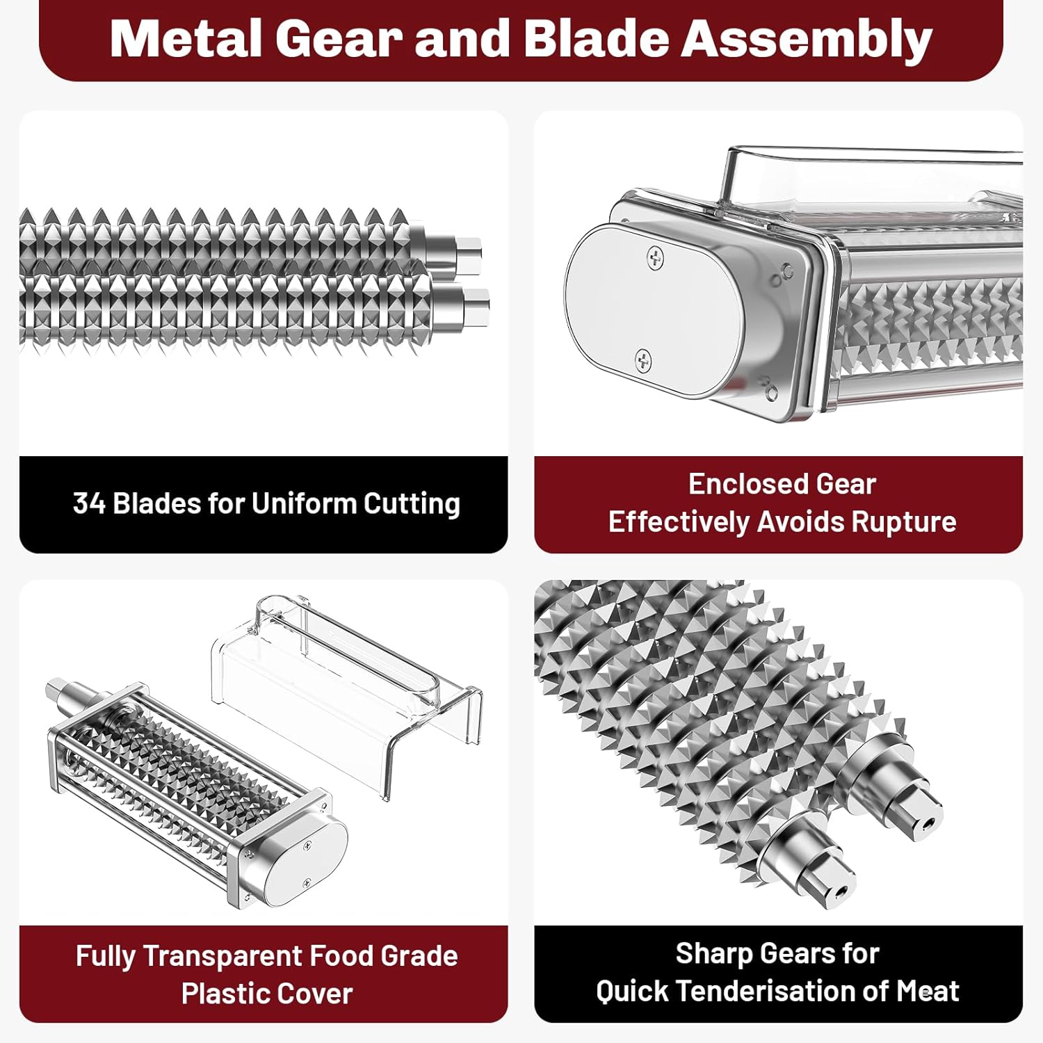 Meat Tenderizer for KitchenAid Mixer, For Kitchen Aid Meat Tenderizer Attachment for KitchenAid Stand Mixer, Fully Transparent Food Grade Plastic Cover by HOZODO