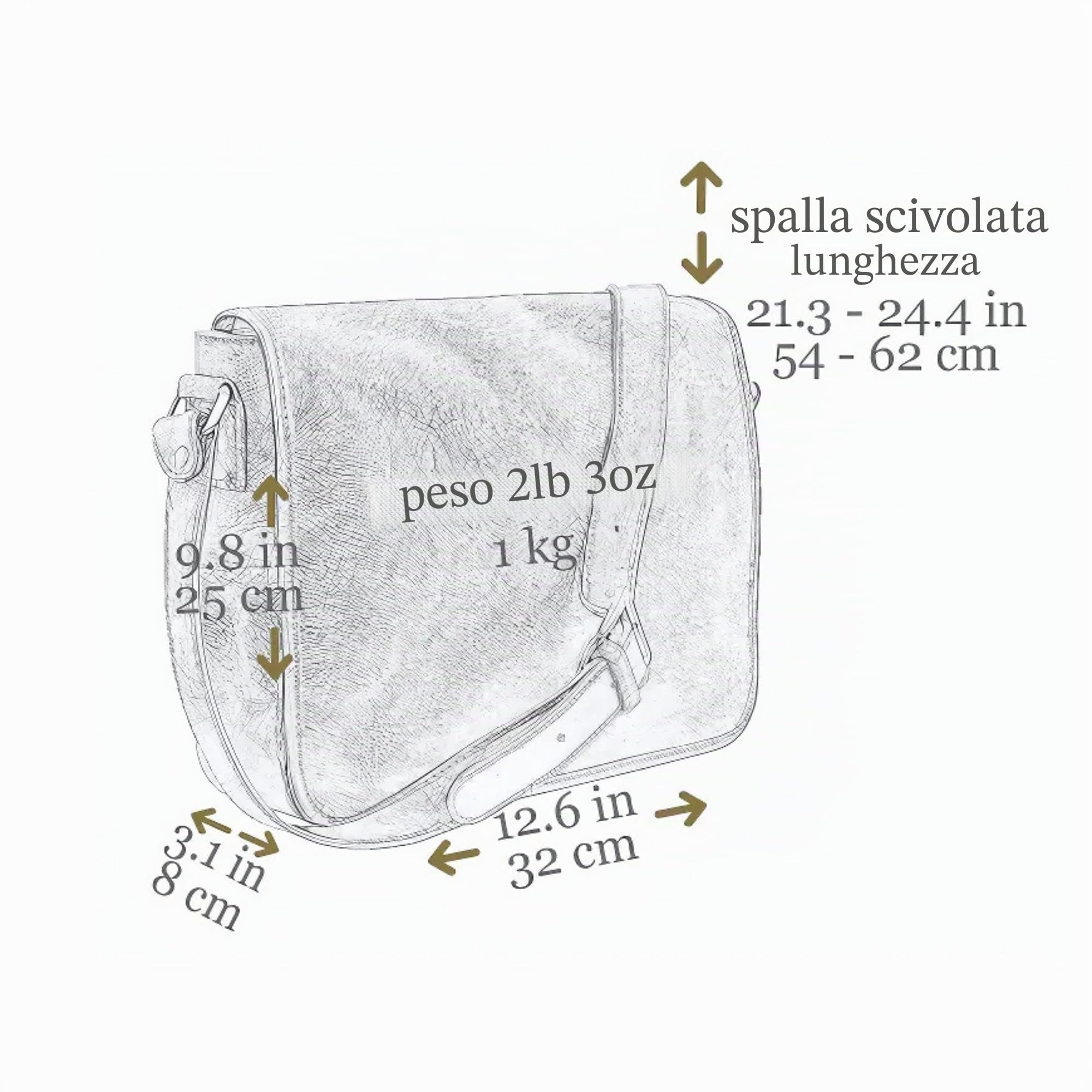 Leather Messenger Bag for Men, Handmade Crossbody Bag, Shoulder Bag Made in Italy - Time Resistance, cognac.