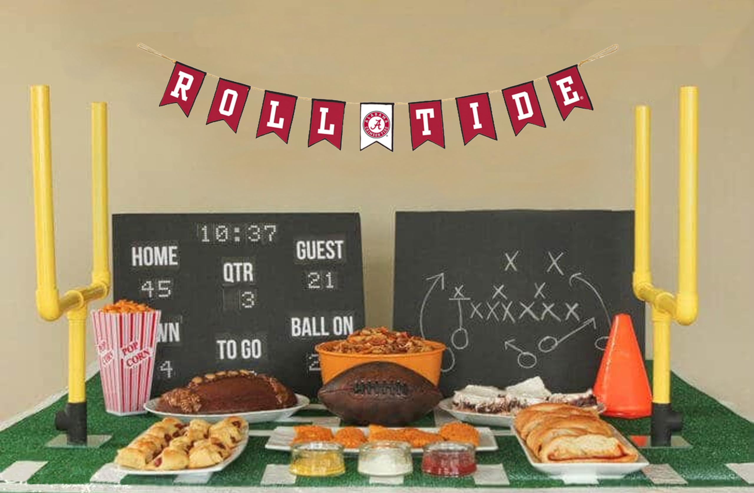 Hanna's Handiworks - Cartel de fiesta para portón trasero de Alabama Crimson Tide, para fiestas escolares, graduaciones, tela ligera, representa tu espíritu de equipo de la NCAA, parte 2 "Roll Tide"
