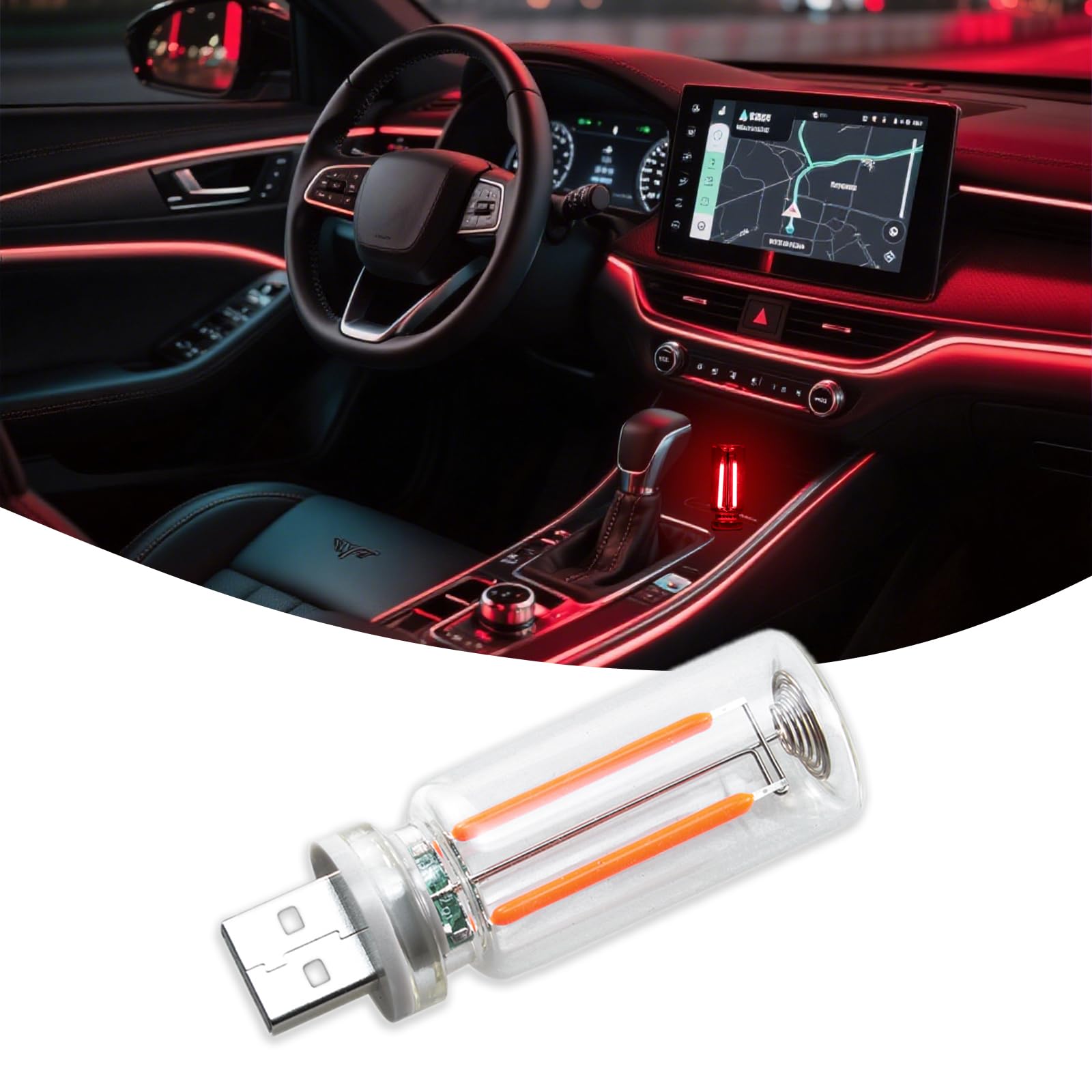 Dozyix Retro USB Night Light, Touch Dimmable Lights,Plug-in USB Car Night Light, Mini LED Bulb for Car, Camping, Gift, Party, Valentine's Day Gift, Bedroom, Desktop Decoration (Red) — image 1