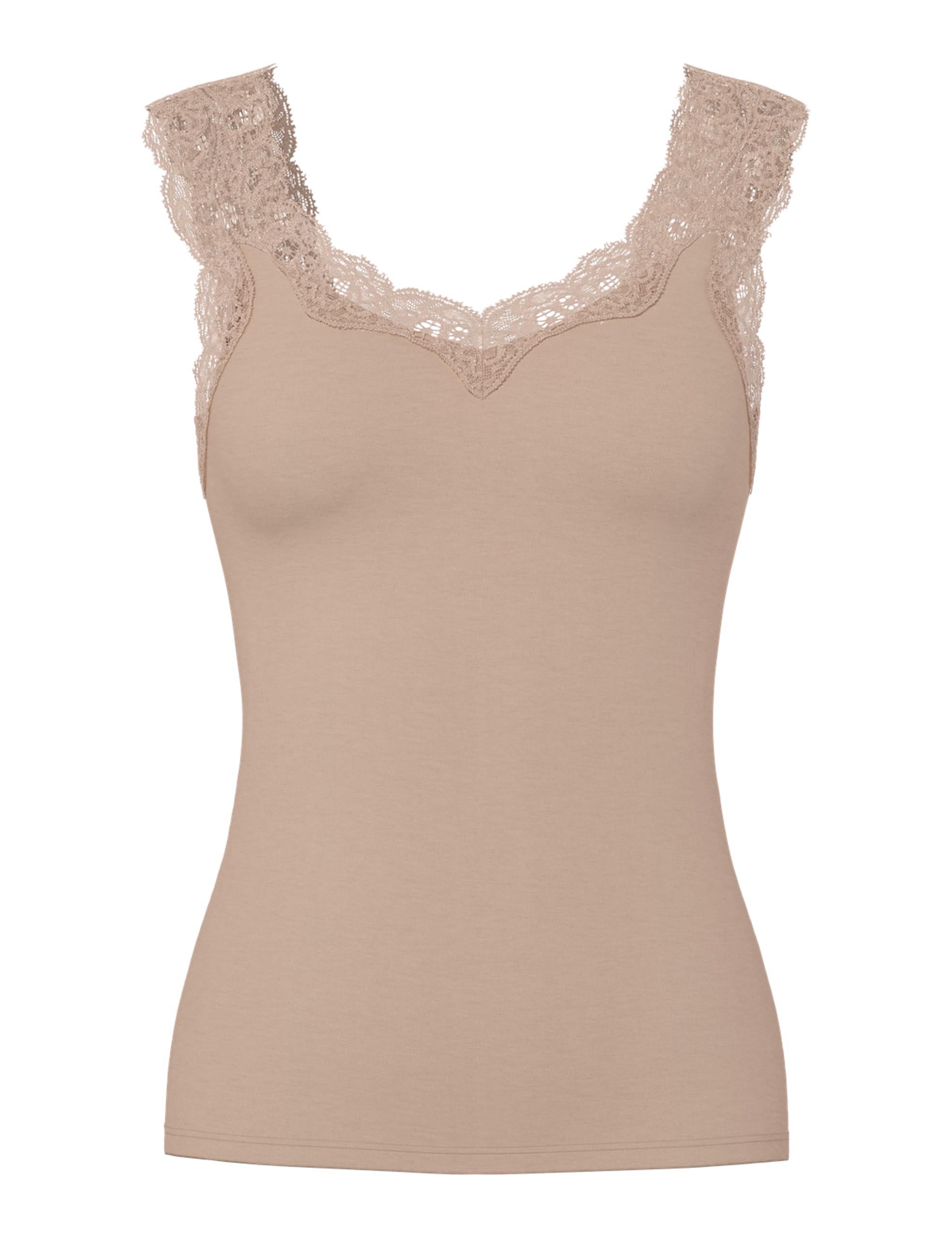 PIECES Women's Pcbarbera Lace Top Noos Top, Warm Taupe, XL