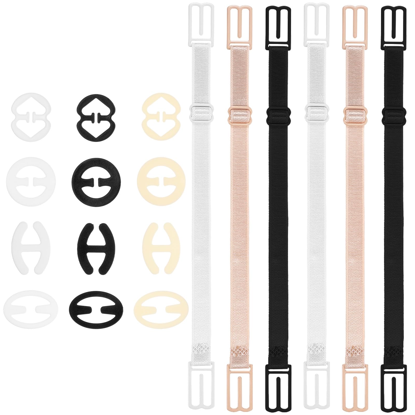 Abeillo 18 Stück Antirutsch BH Träger Clip Non Slip Strap Holder | Elastischer Verstellbarer BH-Trägerhalter Bra Strap Zubehör Hautfarbe Schwarz Weiß