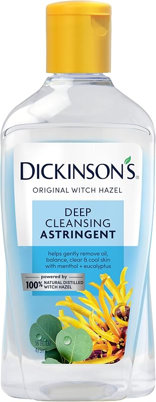 Dickinson's Deep Cleansing Astringent | 100% Natural Witch Hazel | 16 Fl Oz | Distilled Witch Hazel Clears Pores; Removes Impurities, Makeup & Excess Oil