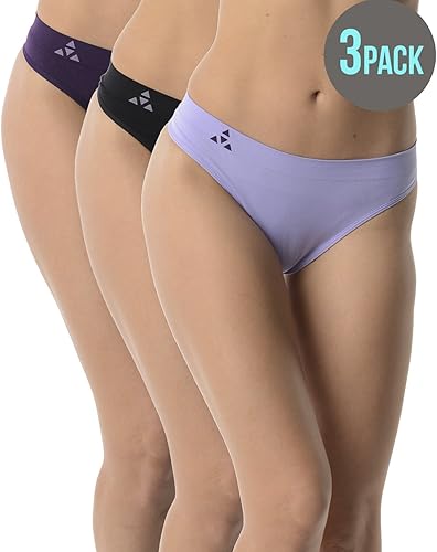 Miniatura 3 de Balanced Tech Ropa interior que absorbe la humedad para mujer, tangas de entrenamiento sin costuras, de secado rápido, tangas de viaje