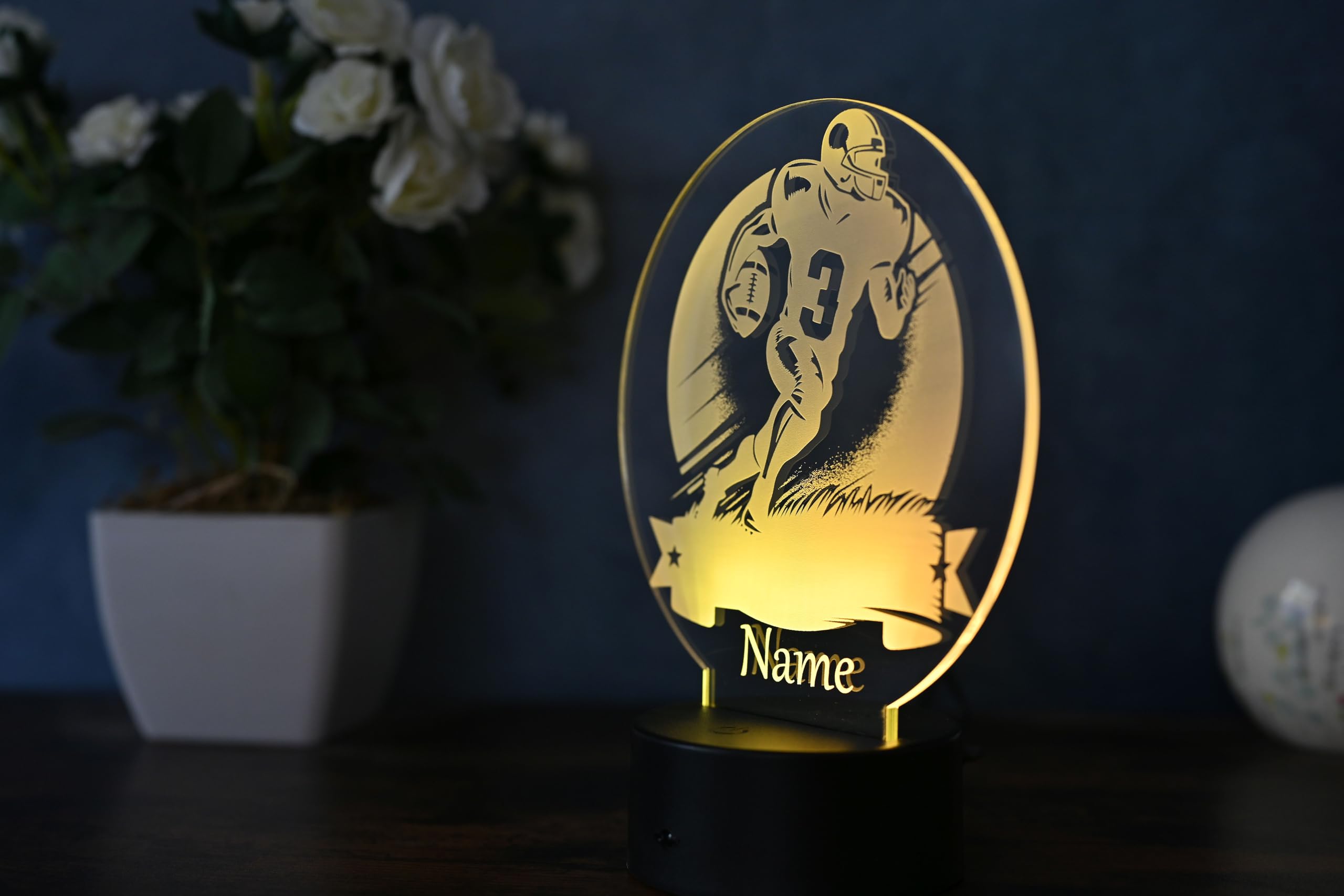 Personalisierte LED Football Lampe – Dekoration für american football spieler und fans