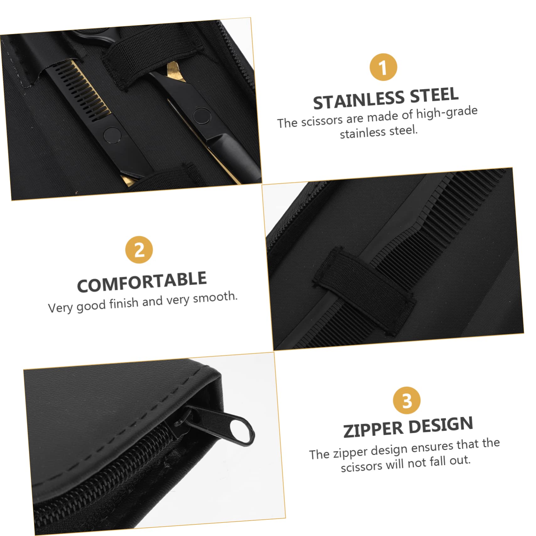 Mikinona Kit de Tijeras para Peluquería en Acero Inoxidable con Acabado Liso y Diseño Negro, Herramienta Profesional para Cortar y Peinar el Cabello en Casa o Salón