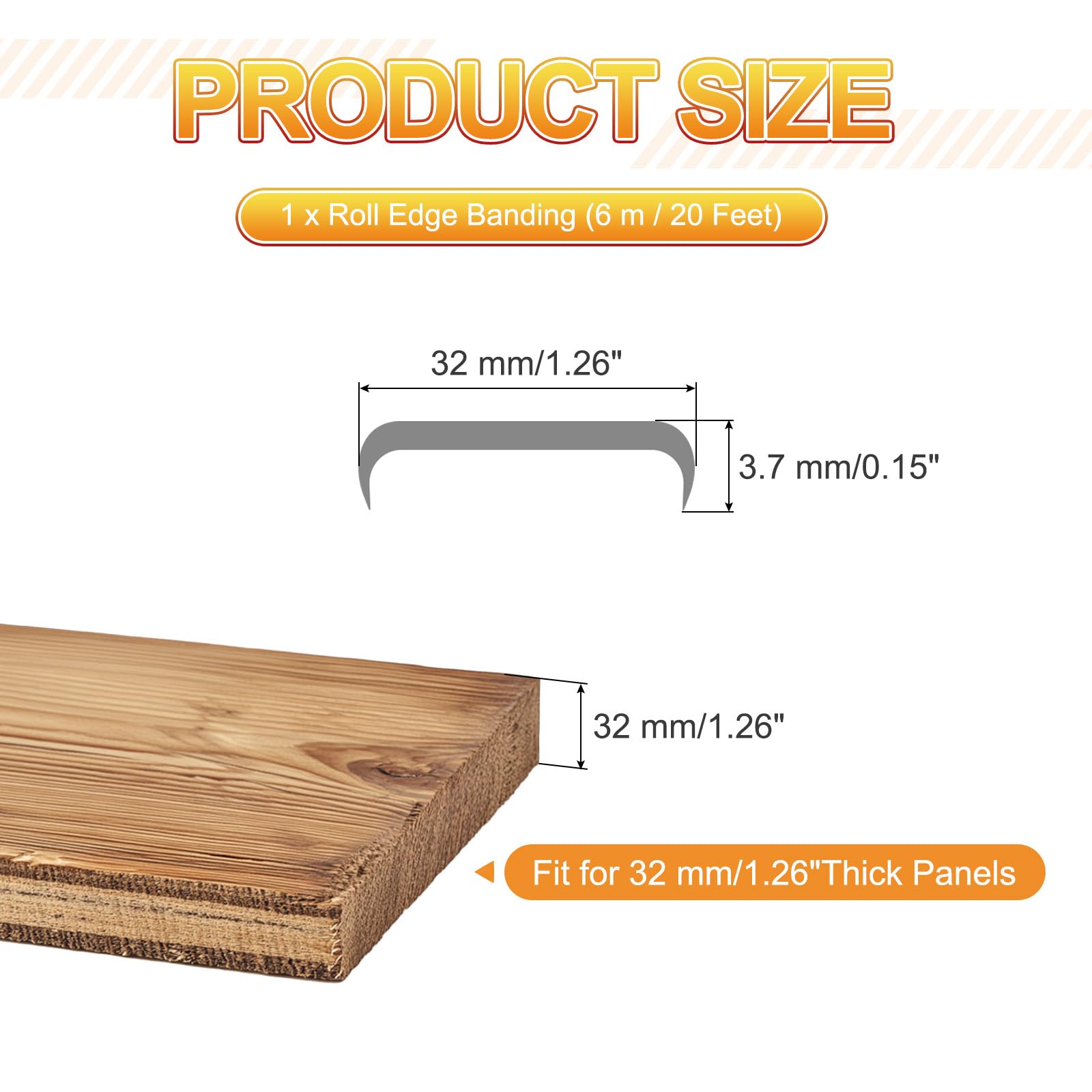 QUARKZMAN Banda De Borde En Forma De U Autoadhesiva De TPE Flexible para Muebles 6m x 32mm Protector De Borde para Estantes Gabinetes Mesas Reparación (Gris)