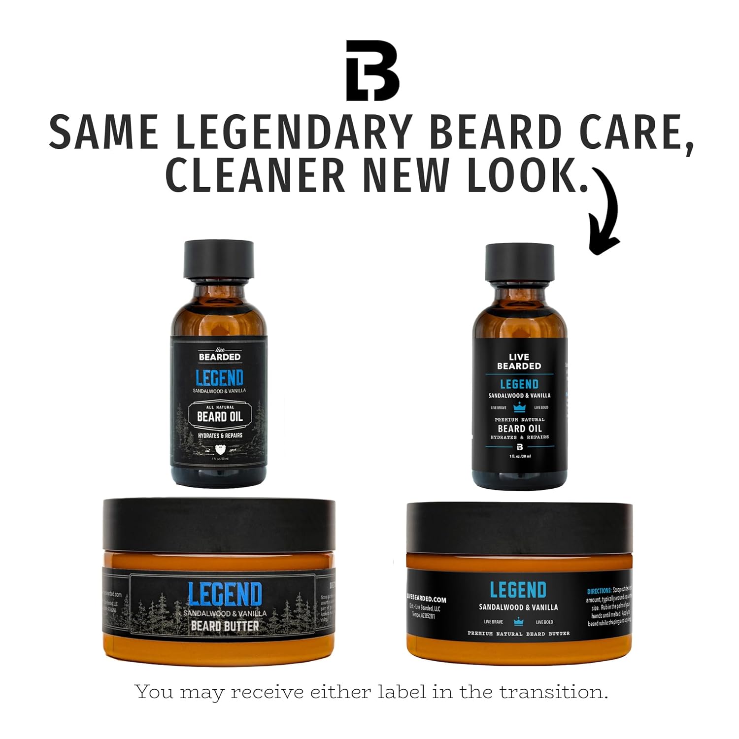 Live Bearded Beard Oil and Butter Grooming Kit - Made in the USA - All-Natural Ingredients with Shea, Argan, Jojoba - Growth Support | Legend Scent - Sandalwood, Vanilla - Image 2