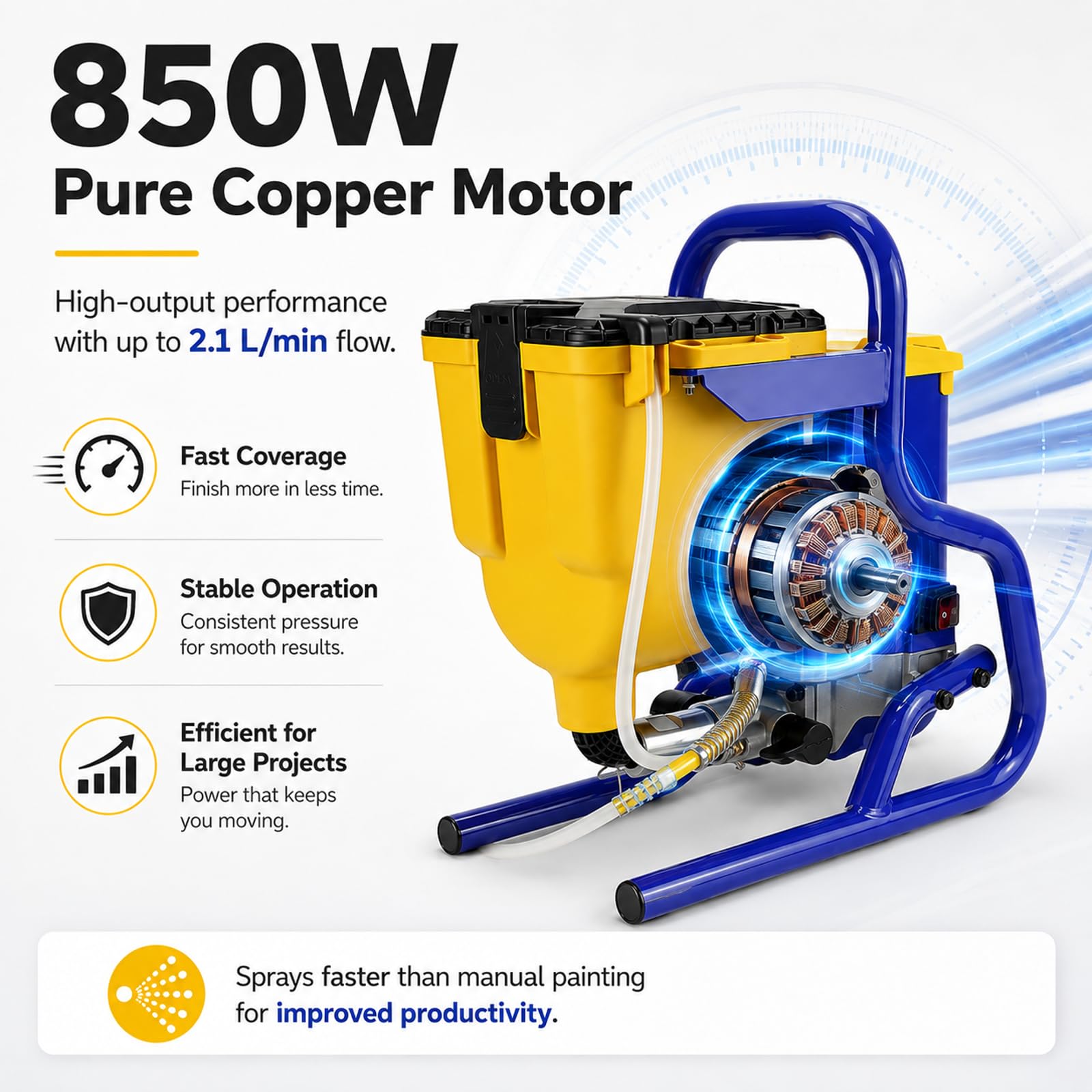 Pulvérisateur De Peinture Airless, 850W Pistolet Électrique Haute Pression