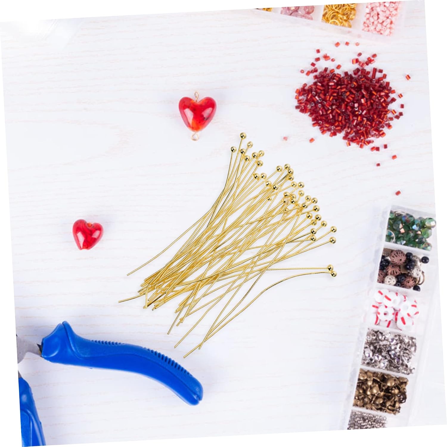 STOBOK 400pcs DIY Beading Ball Pins End Head Pins for Jewelry Making Bead Threading String Ball
