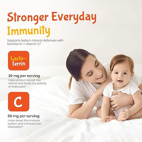 Miniatura 2 de Kiddivit Baby Lactoferrin Liquid Drops – Gentle Immune Support Supplement – 100mg Formula with Prebiotic Inulin – 60 Daily Servings – Sugar Free