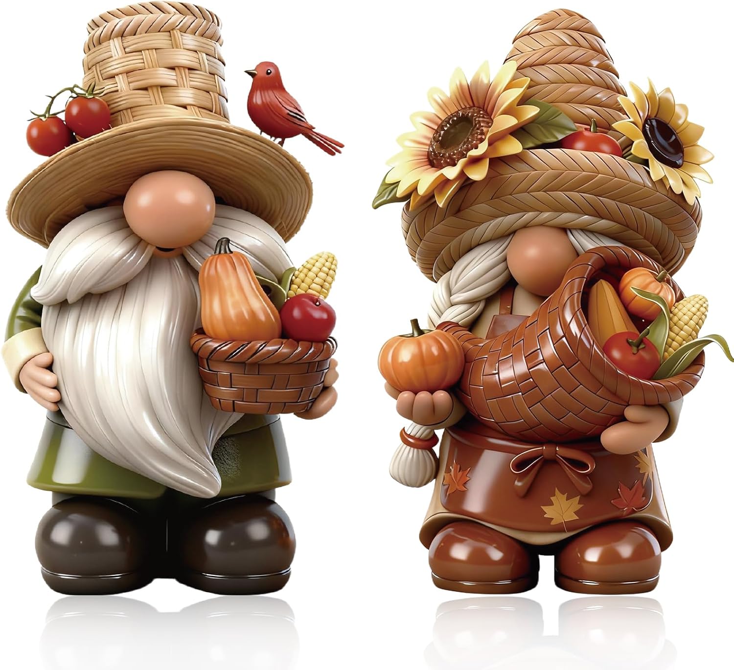 Yuntau 2 Pcs Chef Santa & Mrs. Claus Christmas Figurines Decor Wooden Christmas Chef Santa Statues Table Ornament Holiday Xmas Decor Gift for Kitchen Mantel Home Decoration Party Supplies Decoration