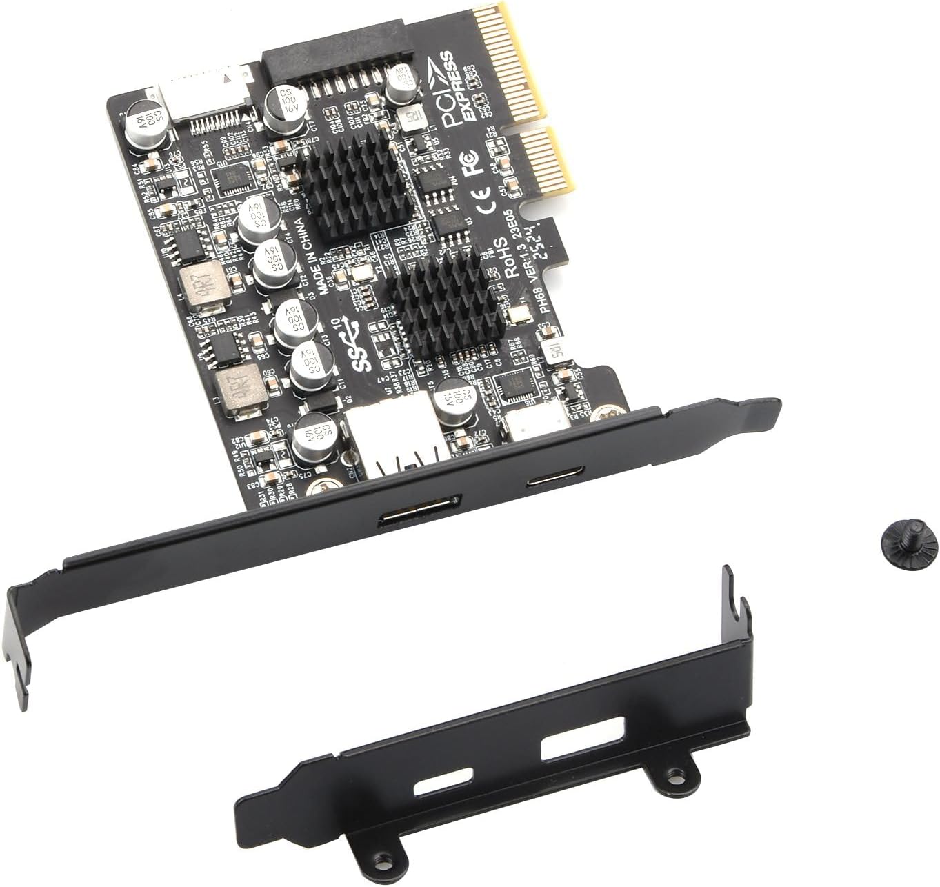 Upgraded PCIe to USB 3.2 Gen 2 Adapter 10 Gbps PCI-E Type-C Type-E 19P/20P Expansion Card