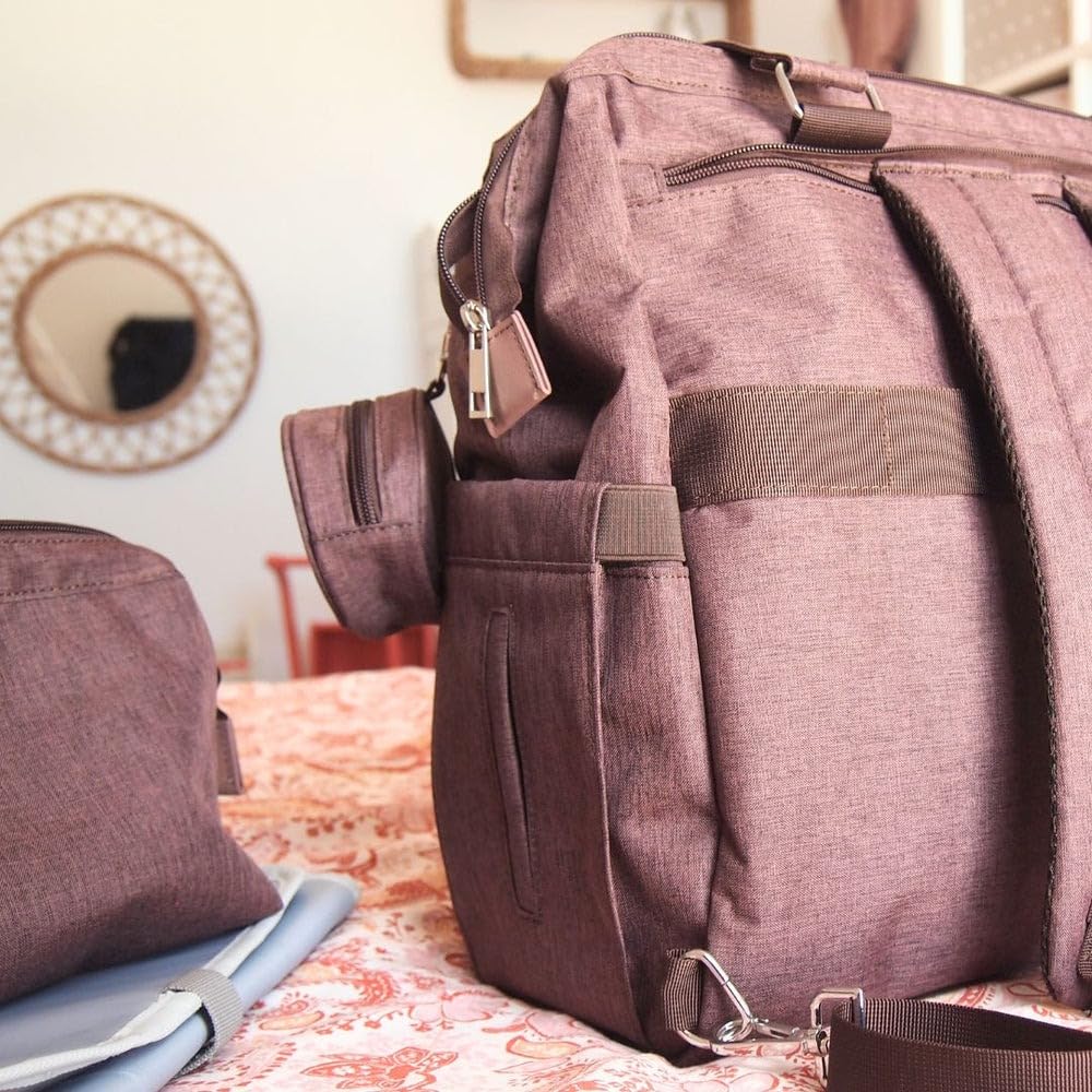 Sac à Langer Loulou XL, 3 Modes de Portage (Dos, Épaule, Poussette), Bretelles Réversibles | Grande capacité 40L