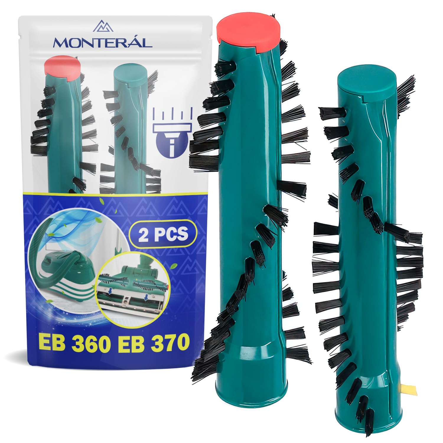 2 Pieces Rotating Brushes of Vacuum Cleaner for Vorwerk Kobold for Tiger EB 360 EB 370 - MONTERAL