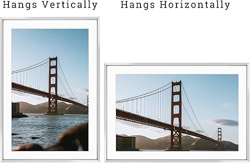 Vista 253 de Frametory - Colección de marcos de metal para fotos, marco de aluminio para fotos con alfombrilla de color marfil y cristal real Dorado