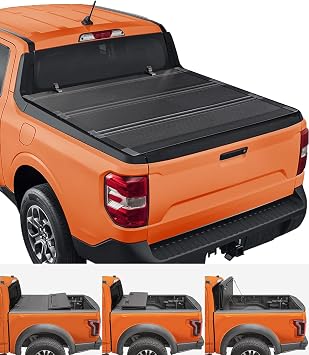 TIPTOP FILP Up Hard Folding Tonneau Cover Fits 2022-2026 Ford Maverick with 4.5ft Bed 54.4" | Lightweight FRP, Low-Profile Waterproof Truck Bed Cover G3.
