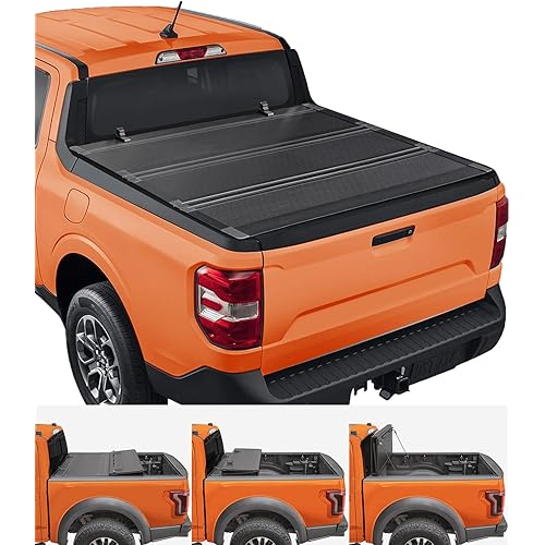 TIPTOP FILP Up Hard Folding Tonneau Cover Fits 2022-2026 Ford Maverick with 4.5ft Bed (54.4") | Lightweight FRP, Low-Profile Waterproof Truck Bed Cover G3