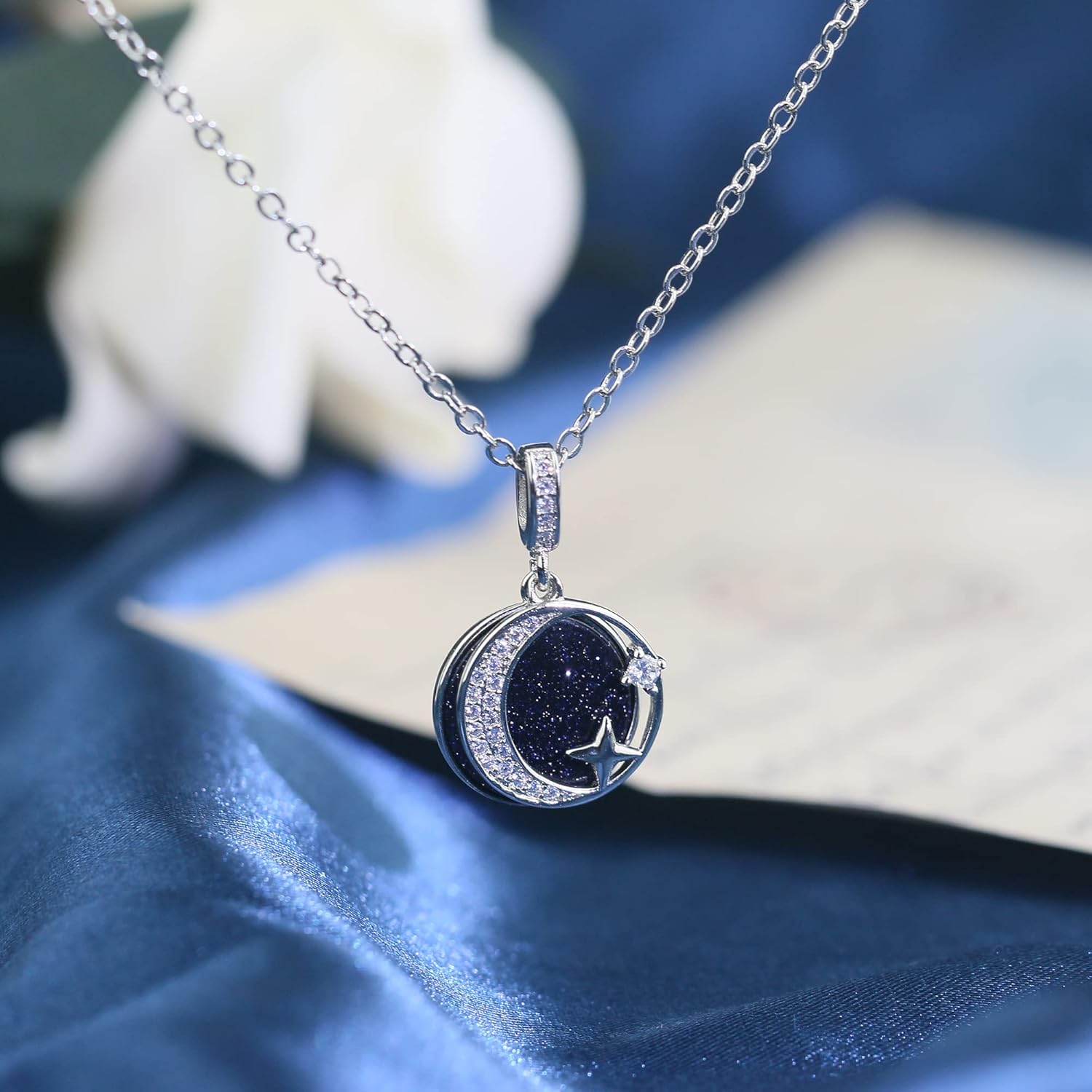 Sereney Daughter Gifts from Mom, Bonus Daughter Necklace Silver Moon Star Step Bonus Daughteer Gifts from Stepmom Stepdad - Image 3