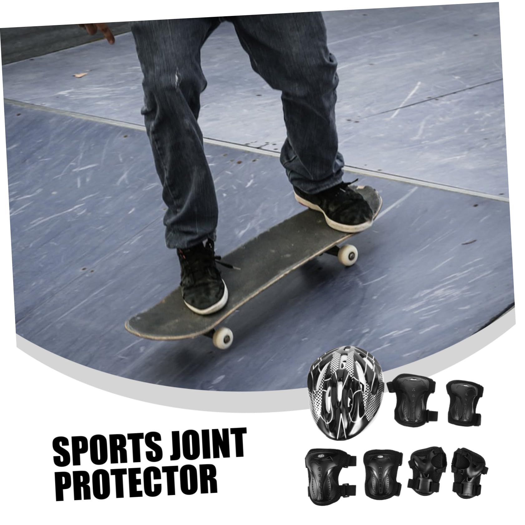 SUPVOX 1ensemble Set De Roller Skate Adulte Équipements De Sécurité Avec Casque Coudières Et Genouillères Parfait Pour Patinage Trottinette Couleur Noire