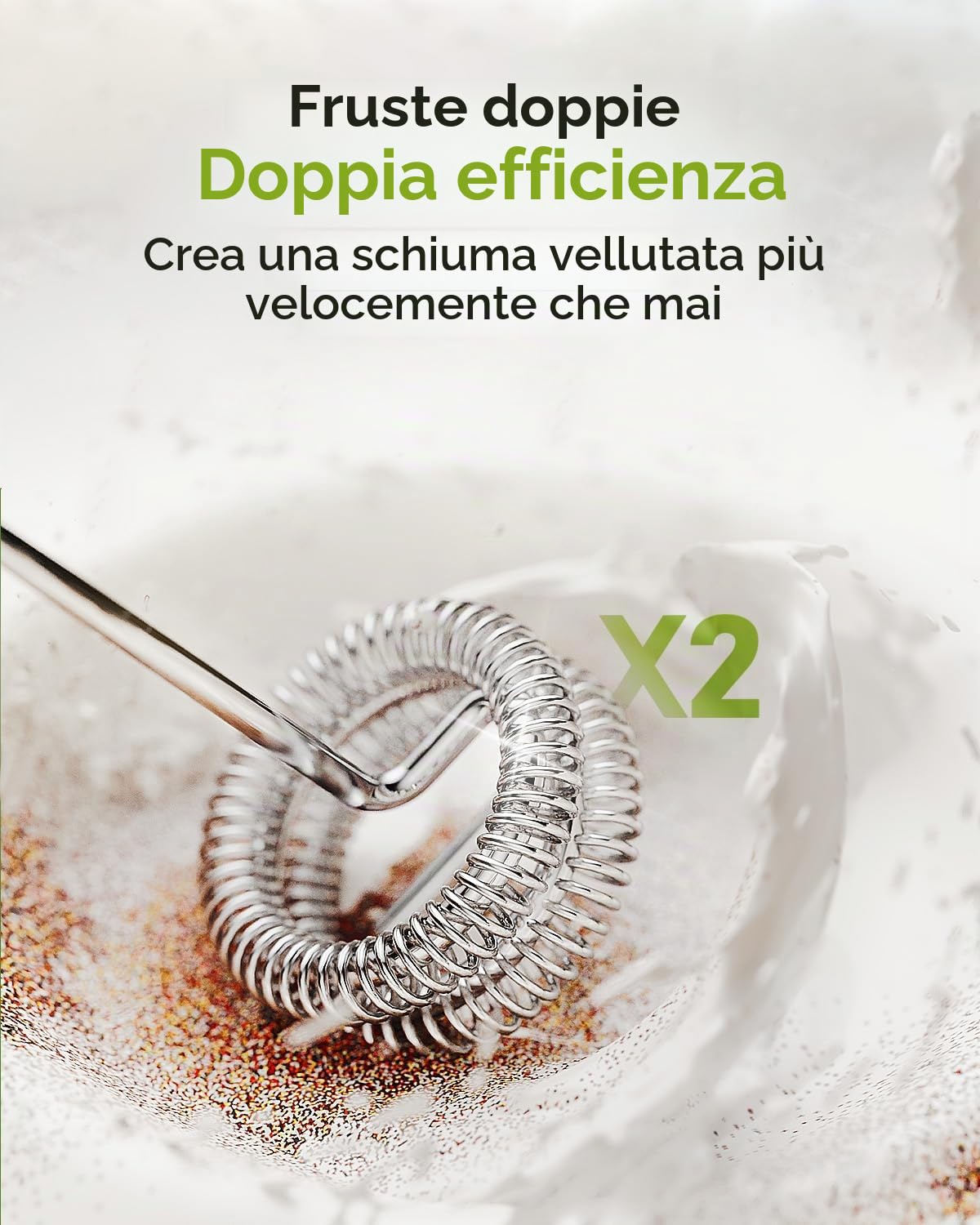 Maestri House Montalatte Elettrico, Impermeabile Portatile Frullino Montalatte Cappuccinatore Elettrico, Potente Frullatore in Acciaio Inox per Latte, Matcha, Cappuccino,