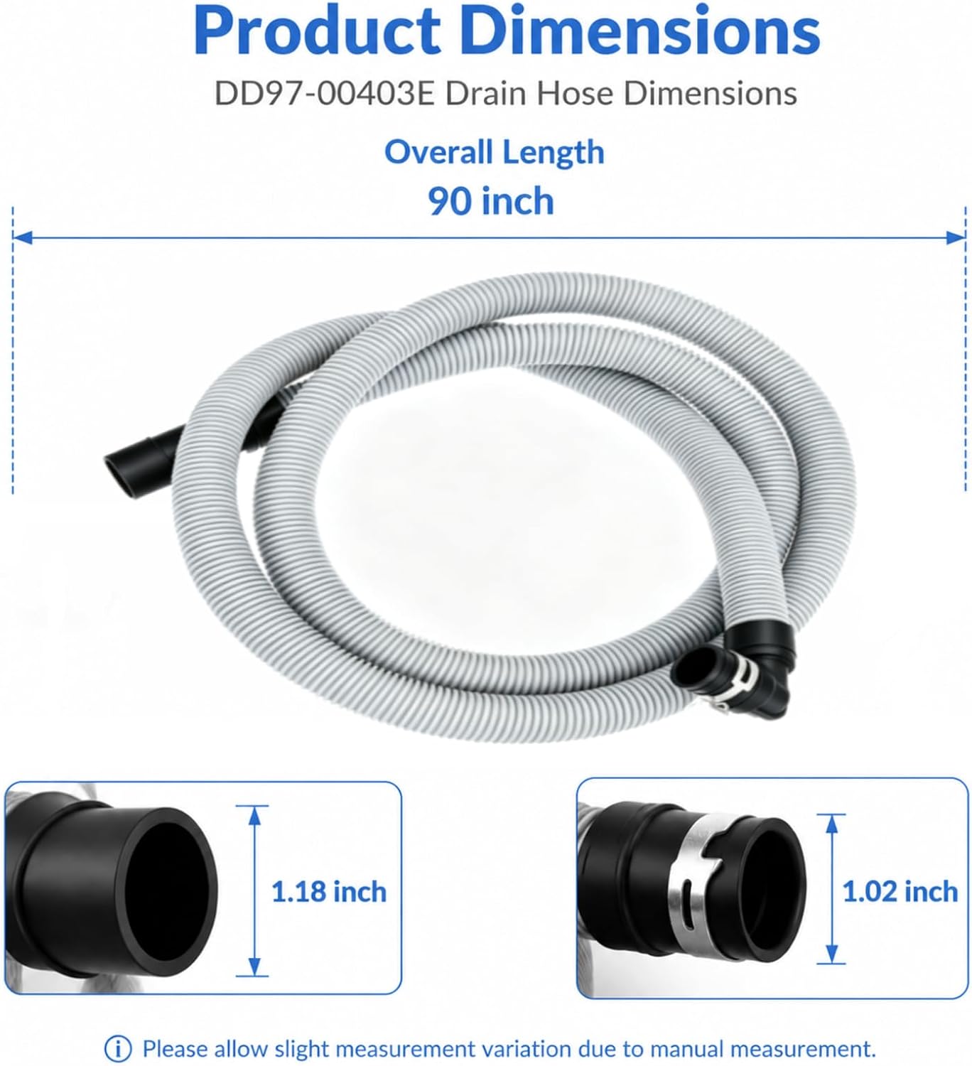 DD97-00403E(A) Dishwasher Drain Hose, Compatible with Samsung Dishwashers, Replaces DD97-00403A, AP6981640, PS12749174, EAP12749174, Fits DW80K5050U, DW80R9950U, DW80J3020U, DW80R5061U