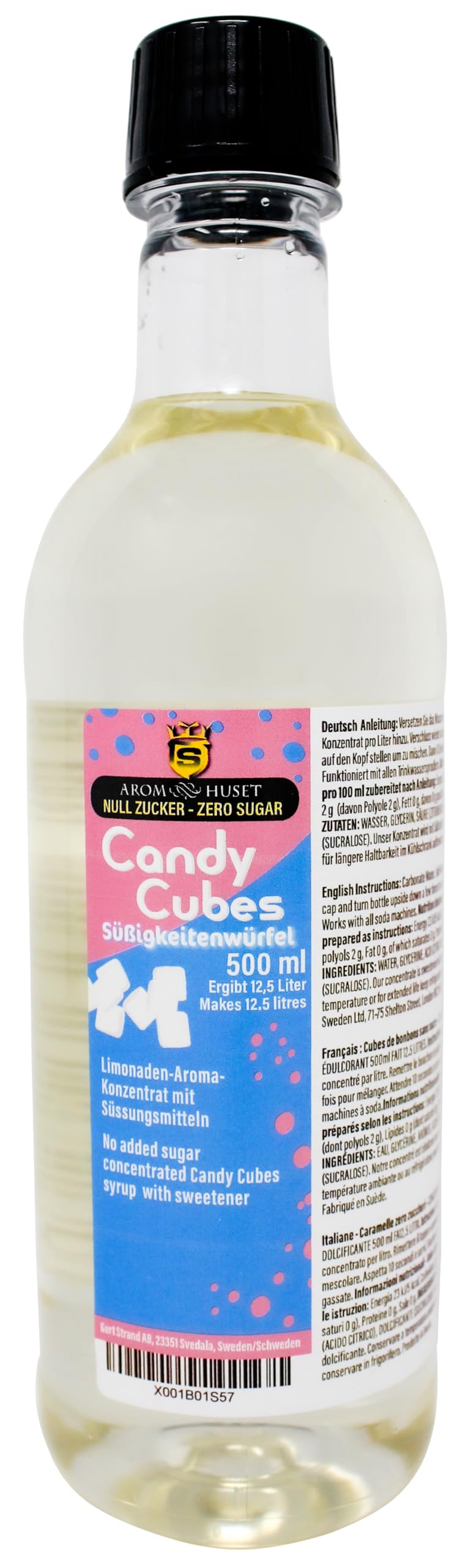 Zero Sugar Candy Cubes Pop Soda Syrup Concentrate 500 ml - Make 12.5 Litres of Sugar-Free Soft Drink by Adding Flavouring to Carbonated Sparkling Fizzy Water