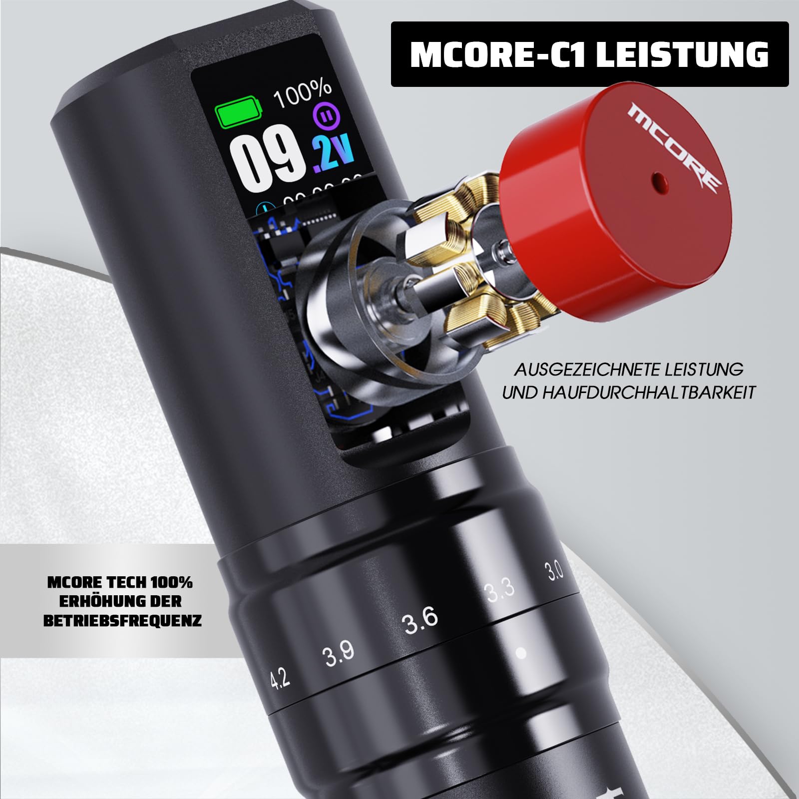 Mast Fold2 Pro Kabellose Tattoo Maschine Pen Rotary Tätowiermaschine Tattoo Gun 7 Strokes Length 2000mAh Batterie Powerful Motor by Mcore Smart Display Screen für Pro Artists Golden