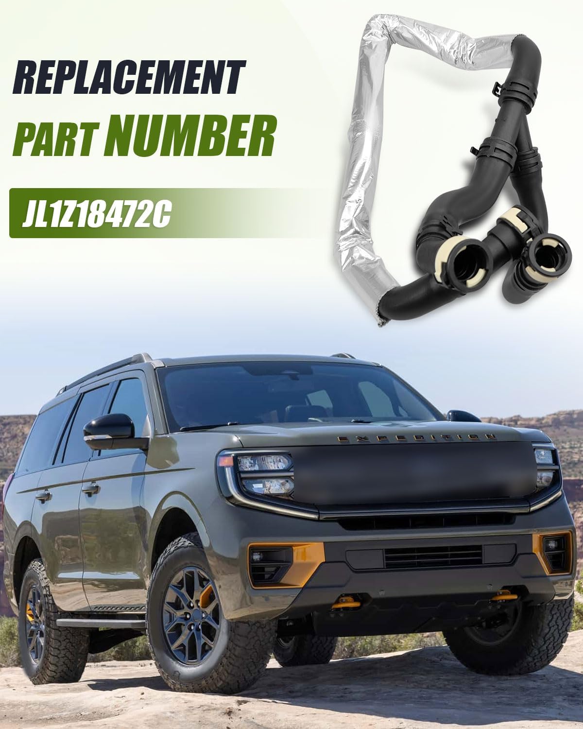 JL1Z18472C HVAC Heater Water Outlet Hose Fit for Ford Expedition 2018-2021 / Lincoln Navigator 2018-2022 3.5L V6, Replace JL1Z-18472-C, Durable Rubber Cooling System Hose