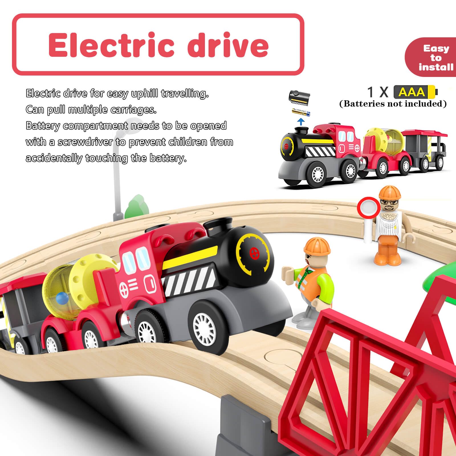 DxxD Tren Eléctrico de Juguete para Niños, Juguete Tren de Locomotora de acción con Pilas, Conexión Magnética, Compatible con Thomas Brio, Regalo Coche de Juguetes para Niños 3+ Años