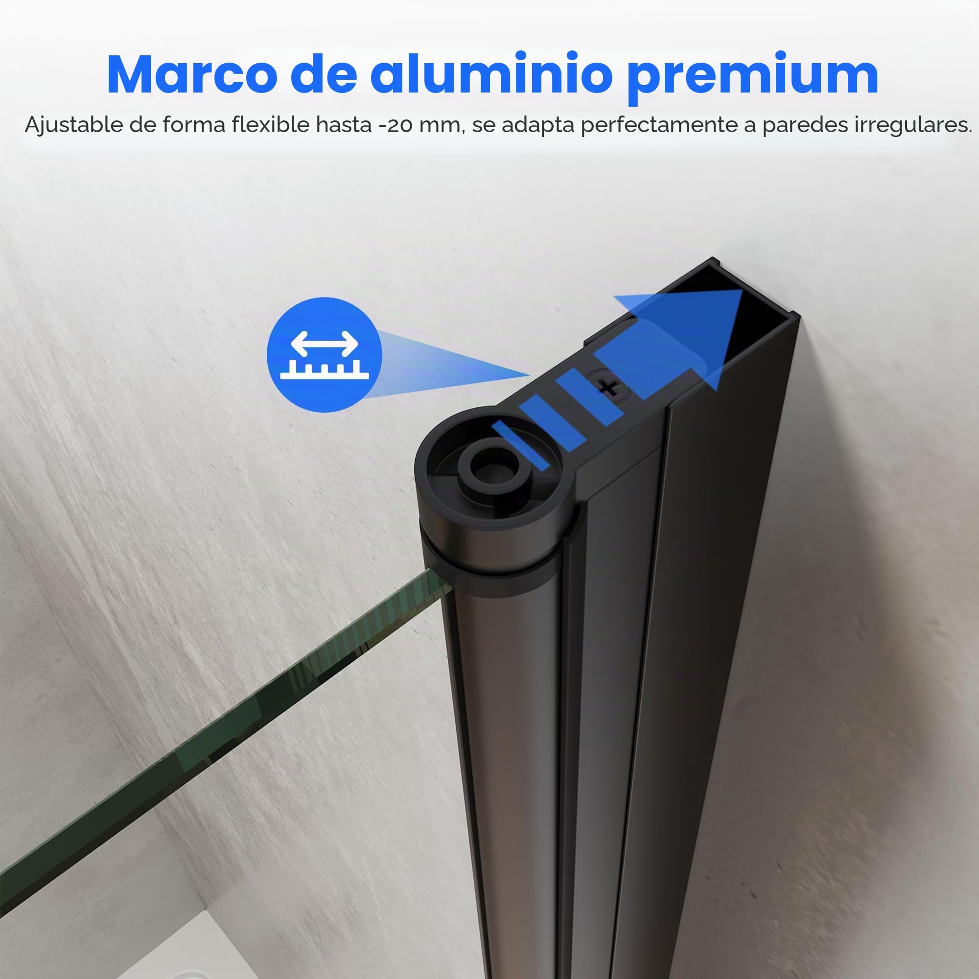 Sonni Mampara de ducha de 180º con entrada en esquina, 80 x 100 cm, color negro, puerta plegable, nano, 6 mm, altura 195 cm, puerta plegable