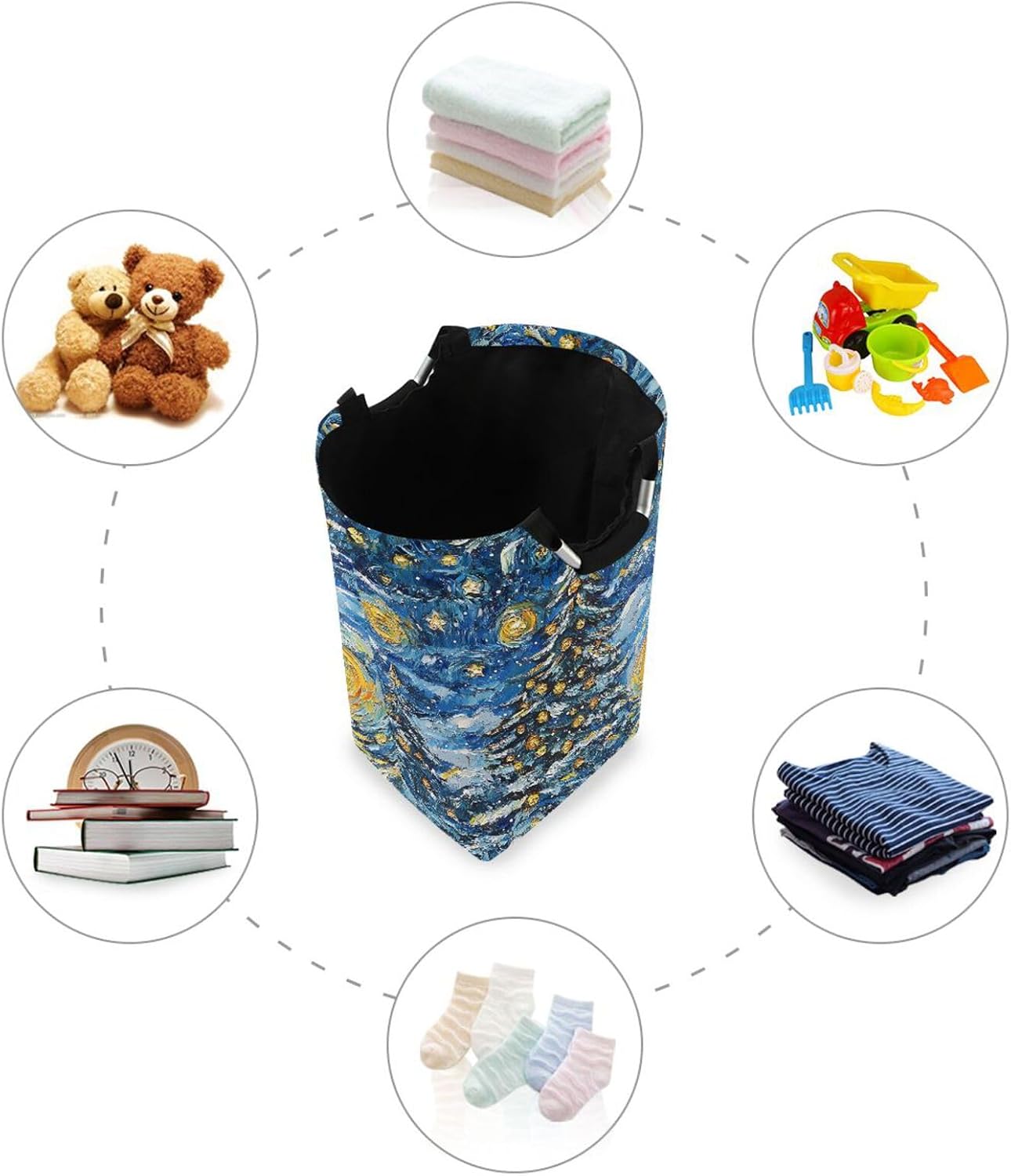 AIXIWAWA Painting Christmas Tree Laundry Basket Hamper 1 Pack, Collapsible Clothes Holder Dorm Home Laundry Bag with Handles