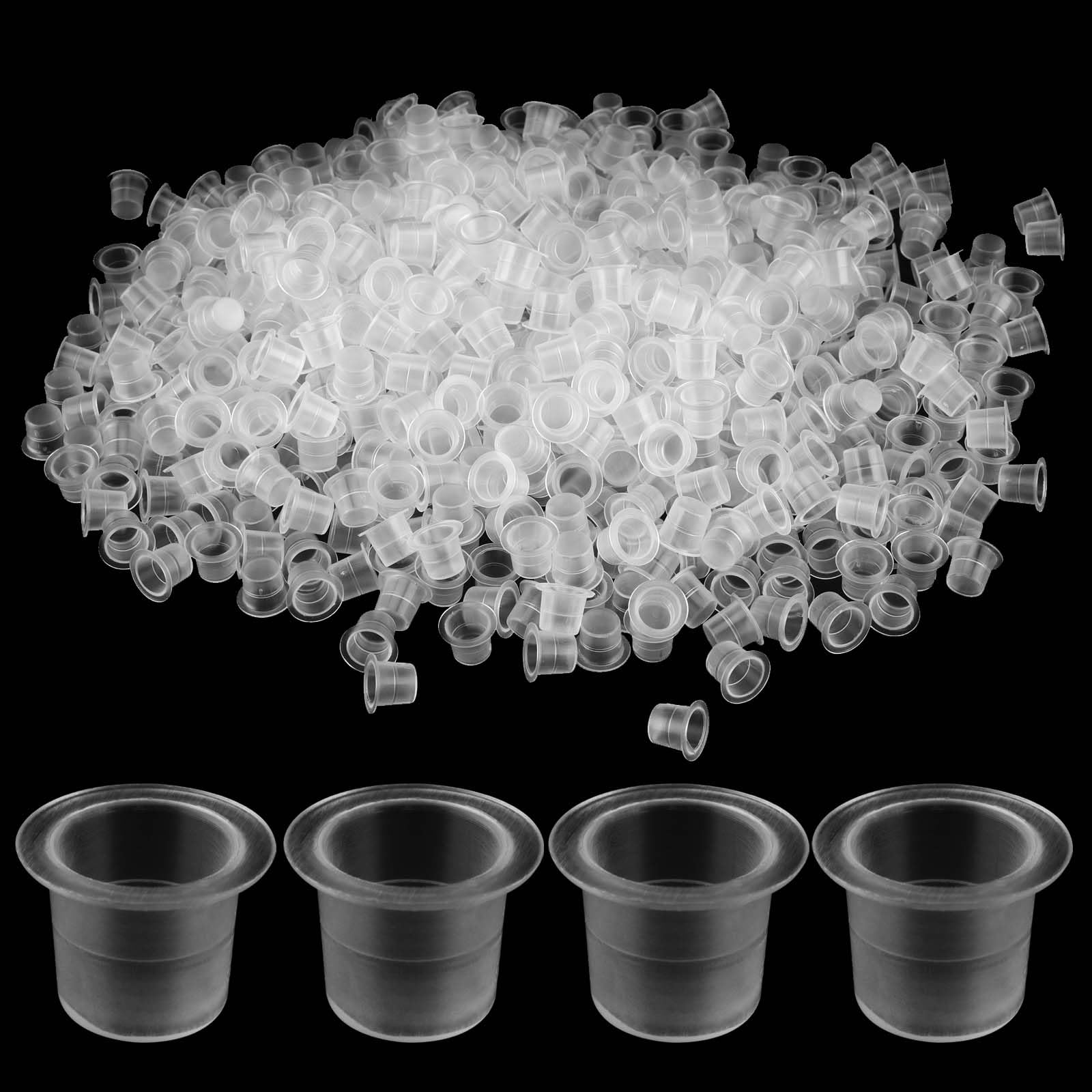 SEUNMUK2000 PCS Tattoo Ink Caps, 14 mm Disposable Plastic Pigment Tattoo Pigment Caps, Clear Tattoo Ink Cup Container for Tattoo Pigment Microblading Permanent Makeup