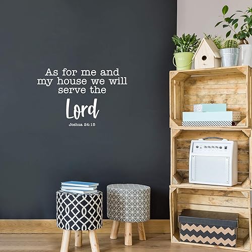 Miniatura 2 de Aurabeam Calcomanía de vinilo para pared, con texto en inglés "As for Me and My House We Will Serve The Lord Joshua 2415", calcomanías de pared