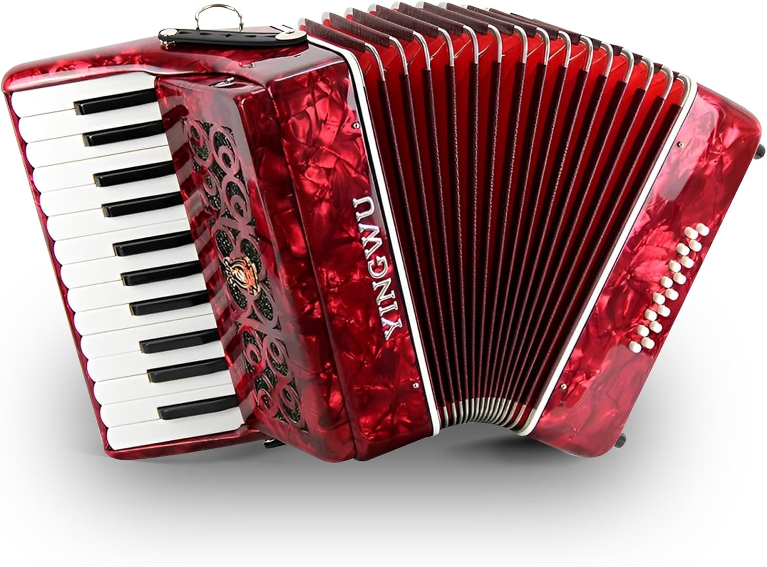 Accordion 25 Key 16 Bass - Professional Student Accordion for Beginners & Adults, Lightweight & Portable with Adjustable Straps, Includes Carrying Backpack (Red)