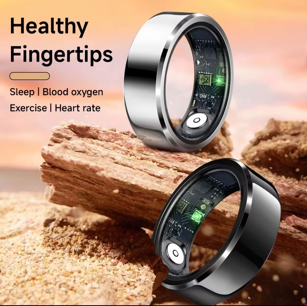 Smart Ring Fitness Tracker Sleep Tracking Heart Rate Monitor Pedometer, Waterproof Activity Tracker Fitness Ring Steps Counter Black, #9