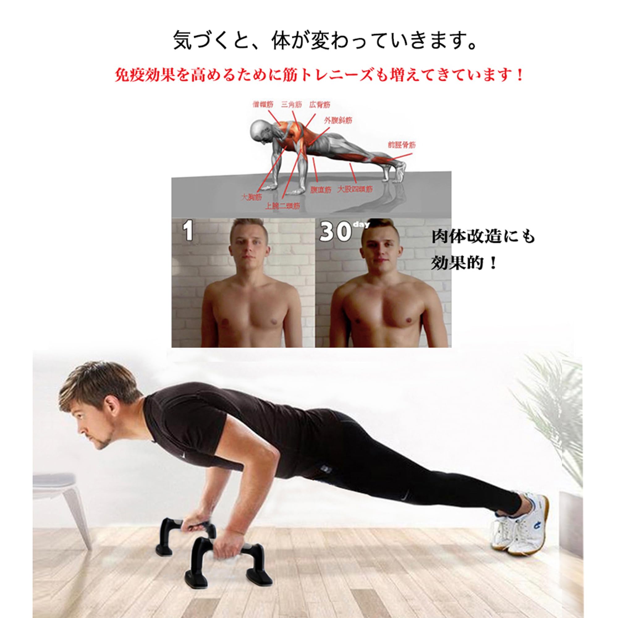 Amazon.co.jp: plantobiz 新 プッシュアップバー 腕立て プッシュ
