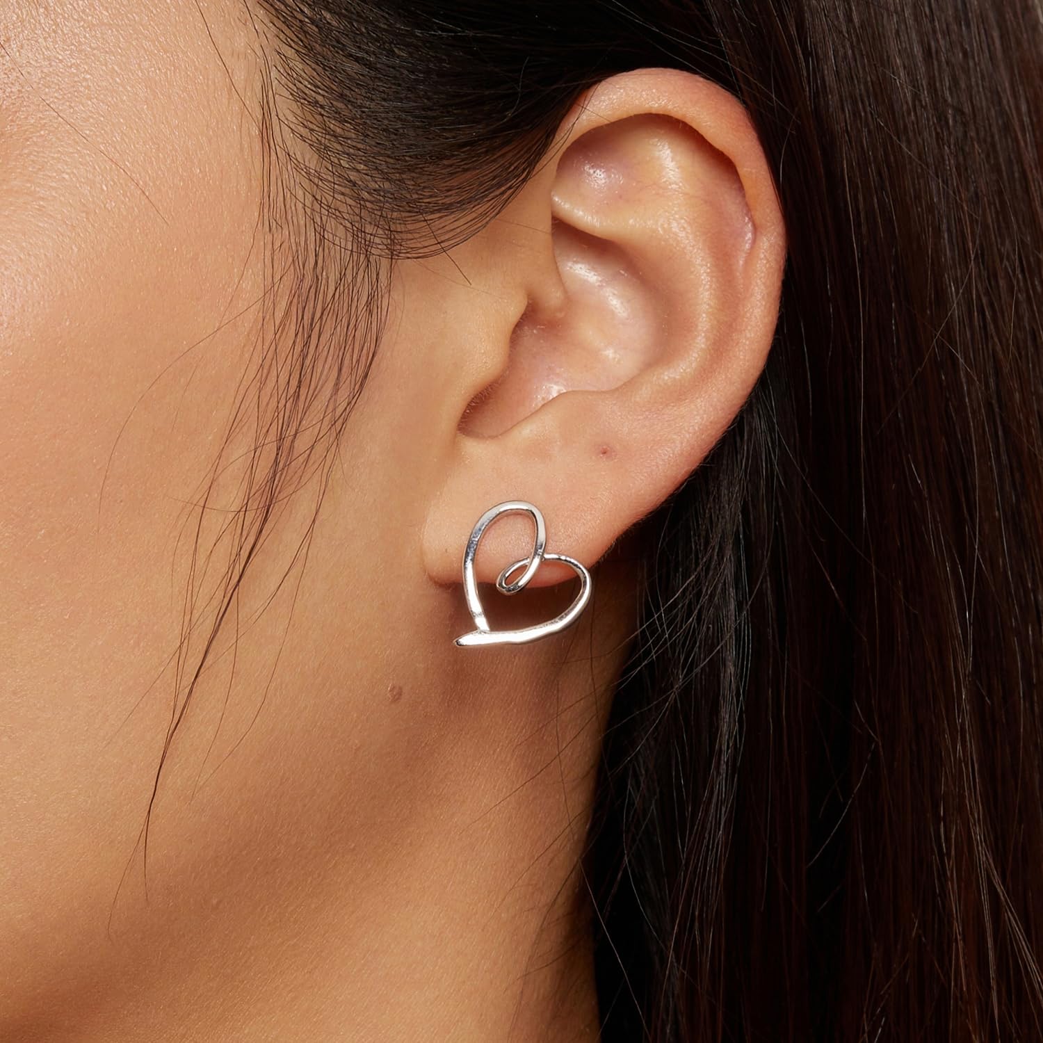 Hohles Herz, minimalistische Ohrstecker aus S925-Sterlingsilber für Frauen und Mädchen, süße Liebe, Huggie-Bolzen, Piercing-Post-Schmuck