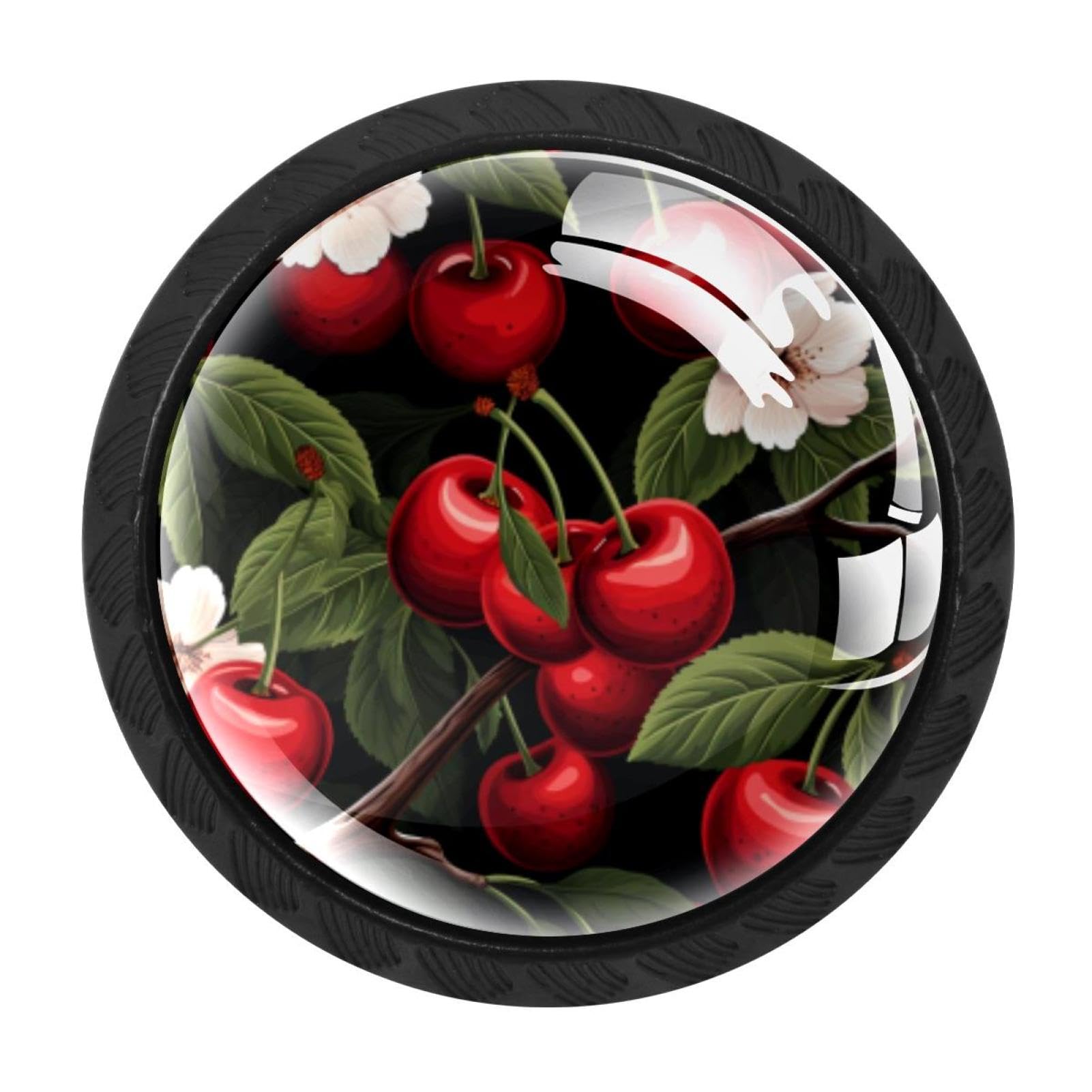 CHENZZZZ 4 Pack Black Cherry Kitchen Handles, Cabinet Pulls Hardware for Cupboard Drawer Knobs Dresser Pulls
