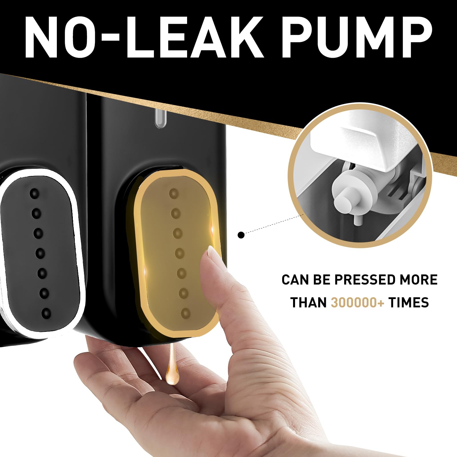 interhasa! Dispenser di sapone da bagno a parete per bagnoschiuma doccia gel shampoo e balsamo dispenser di sapone 3 camere 3 in 1 dispenser doccia per casa commerciale nero 350 ml × 3