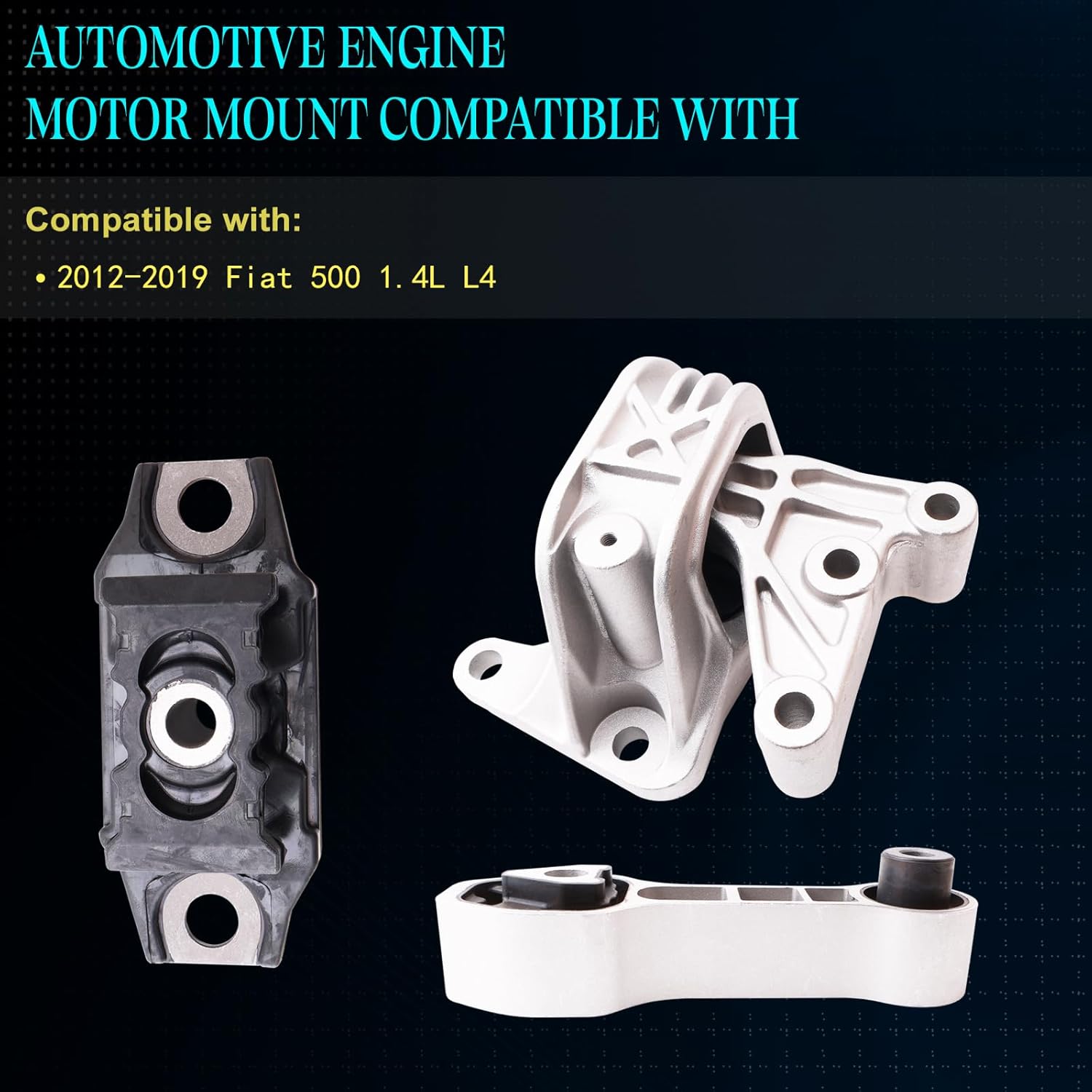 Engine Motor Mount Compatible with Fiat 500 2012-2018, Replace for 9893 168073217AC,9895 168073-029AC.98761 68073483AD