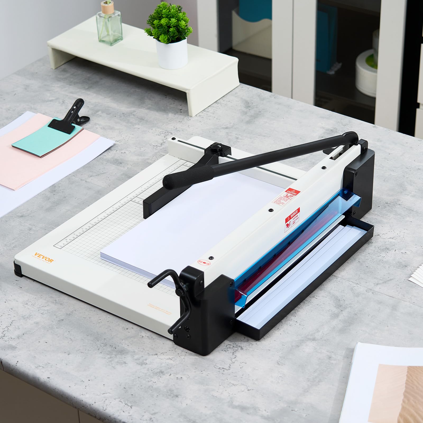 VEVOR Papierschneider manuelle Schneidemaschine (bis A3 Papier, 400 Blatt Kapazität), Papierschneidemaschine Hebelschneider, Guillotine-Schere für Papier höchste Präzision Büro Zuhause Schule
