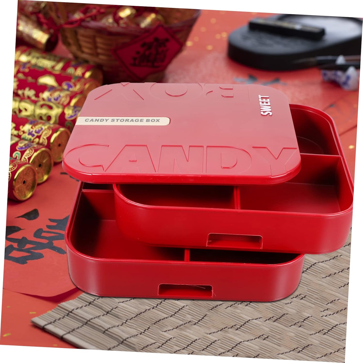 Ciieeo Multi-compartment Snack Container for Dried Fruits Nuts Candy Dual Decorative Snack Box for Daily Use Easy to Carry Store for Home Parties and Gatherings